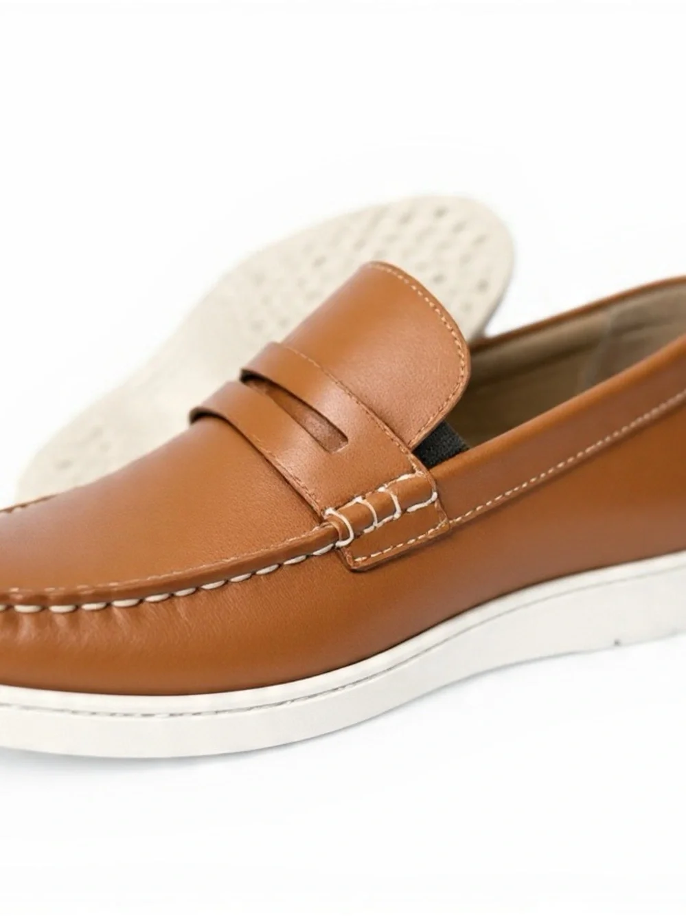 Cole Haan Men's Tan Leather Penny Loafers - Smooth Cognac Finish